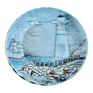 American Forging Hand Forged USA Pewter Lighthouse Plate Decorative
